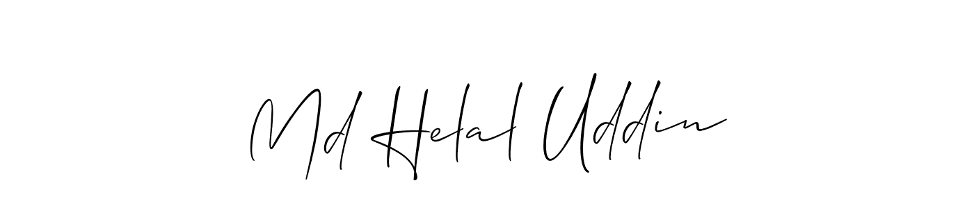 The best way (Allison_Script) to make a short signature is to pick only two or three words in your name. The name Md Helal Uddin include a total of six letters. For converting this name. Md Helal Uddin signature style 2 images and pictures png