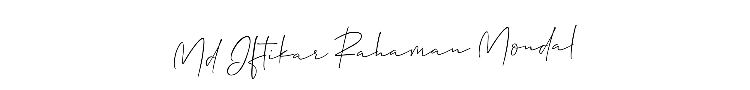 This is the best signature style for the Md Iftikar Rahaman Mondal name. Also you like these signature font (Allison_Script). Mix name signature. Md Iftikar Rahaman Mondal signature style 2 images and pictures png