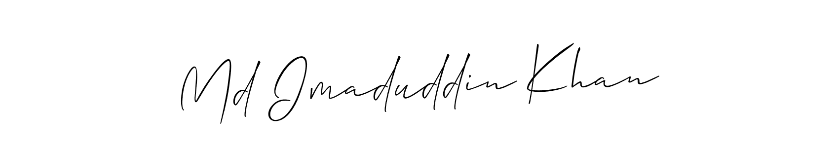 if you are searching for the best signature style for your name Md Imaduddin Khan. so please give up your signature search. here we have designed multiple signature styles  using Allison_Script. Md Imaduddin Khan signature style 2 images and pictures png