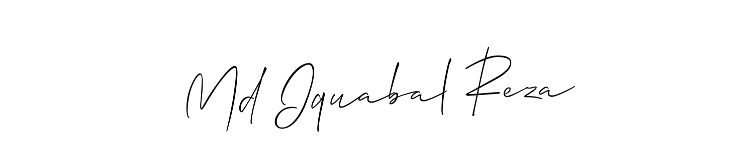 The best way (Allison_Script) to make a short signature is to pick only two or three words in your name. The name Md Iquabal Reza include a total of six letters. For converting this name. Md Iquabal Reza signature style 2 images and pictures png