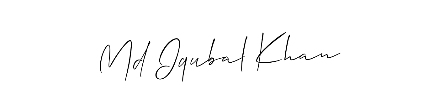 Make a short Md Iqubal Khan signature style. Manage your documents anywhere anytime using Allison_Script. Create and add eSignatures, submit forms, share and send files easily. Md Iqubal Khan signature style 2 images and pictures png