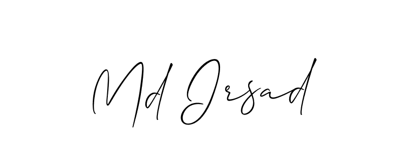 The best way (Allison_Script) to make a short signature is to pick only two or three words in your name. The name Md Irsad include a total of six letters. For converting this name. Md Irsad signature style 2 images and pictures png