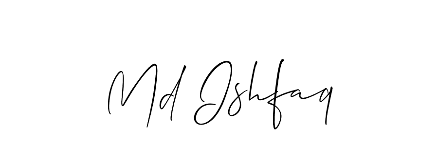 Use a signature maker to create a handwritten signature online. With this signature software, you can design (Allison_Script) your own signature for name Md Ishfaq. Md Ishfaq signature style 2 images and pictures png
