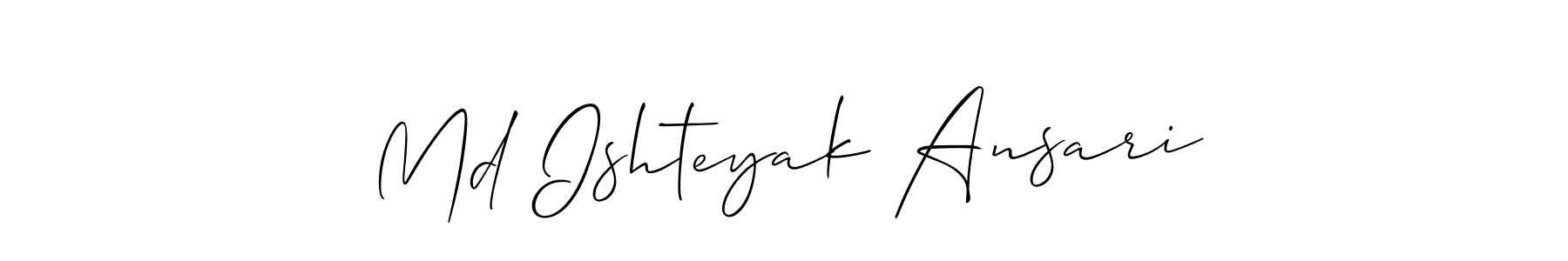 Create a beautiful signature design for name Md Ishteyak Ansari. With this signature (Allison_Script) fonts, you can make a handwritten signature for free. Md Ishteyak Ansari signature style 2 images and pictures png