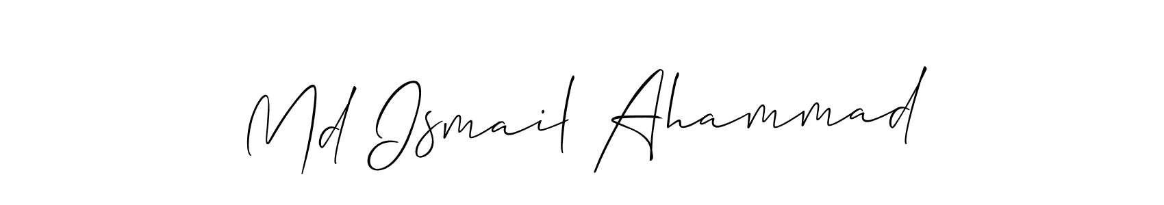 Allison_Script is a professional signature style that is perfect for those who want to add a touch of class to their signature. It is also a great choice for those who want to make their signature more unique. Get Md Ismail Ahammad name to fancy signature for free. Md Ismail Ahammad signature style 2 images and pictures png
