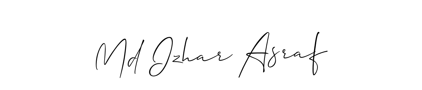 How to make Md Izhar Asraf name signature. Use Allison_Script style for creating short signs online. This is the latest handwritten sign. Md Izhar Asraf signature style 2 images and pictures png