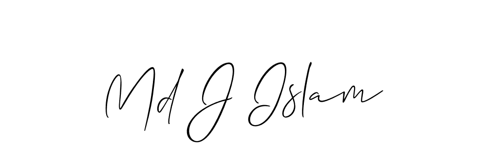 Use a signature maker to create a handwritten signature online. With this signature software, you can design (Allison_Script) your own signature for name Md J Islam. Md J Islam signature style 2 images and pictures png
