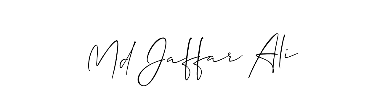 The best way (Allison_Script) to make a short signature is to pick only two or three words in your name. The name Md Jaffar Ali include a total of six letters. For converting this name. Md Jaffar Ali signature style 2 images and pictures png