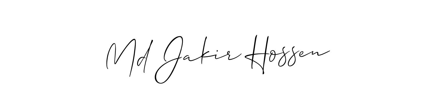 This is the best signature style for the Md Jakir Hossen name. Also you like these signature font (Allison_Script). Mix name signature. Md Jakir Hossen signature style 2 images and pictures png