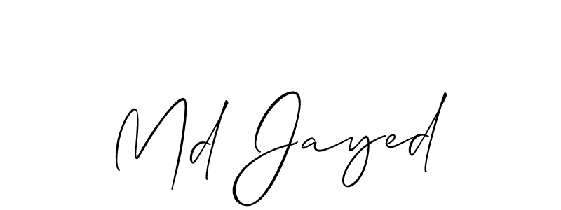 The best way (Allison_Script) to make a short signature is to pick only two or three words in your name. The name Md Jayed include a total of six letters. For converting this name. Md Jayed signature style 2 images and pictures png