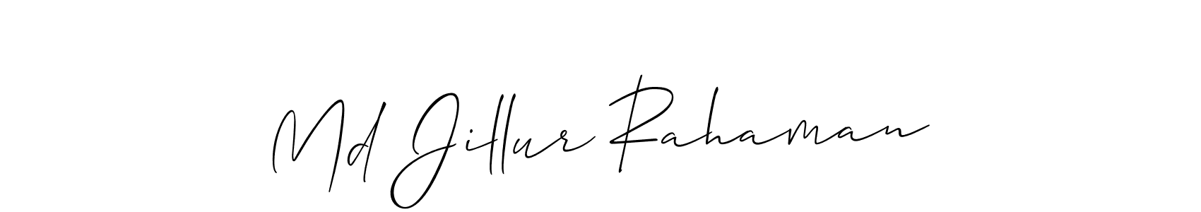 if you are searching for the best signature style for your name Md Jillur Rahaman. so please give up your signature search. here we have designed multiple signature styles  using Allison_Script. Md Jillur Rahaman signature style 2 images and pictures png