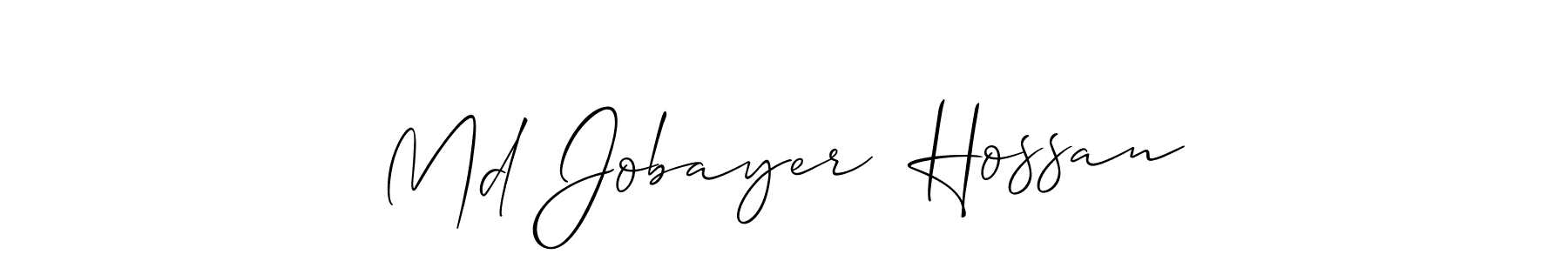 The best way (Allison_Script) to make a short signature is to pick only two or three words in your name. The name Md Jobayer  Hossan include a total of six letters. For converting this name. Md Jobayer  Hossan signature style 2 images and pictures png