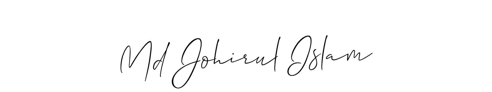 How to make Md Johirul Islam signature? Allison_Script is a professional autograph style. Create handwritten signature for Md Johirul Islam name. Md Johirul Islam signature style 2 images and pictures png