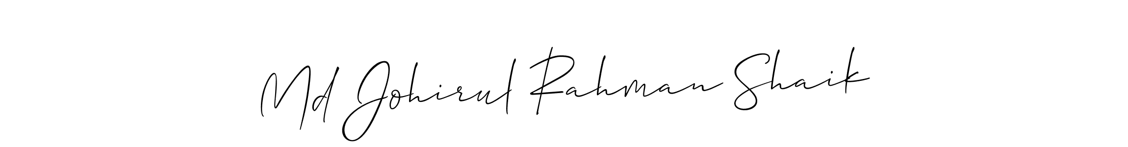 The best way (Allison_Script) to make a short signature is to pick only two or three words in your name. The name Md Johirul Rahman Shaik include a total of six letters. For converting this name. Md Johirul Rahman Shaik signature style 2 images and pictures png