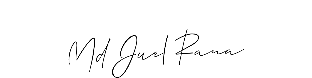 The best way (Allison_Script) to make a short signature is to pick only two or three words in your name. The name Md Juel Rana include a total of six letters. For converting this name. Md Juel Rana signature style 2 images and pictures png