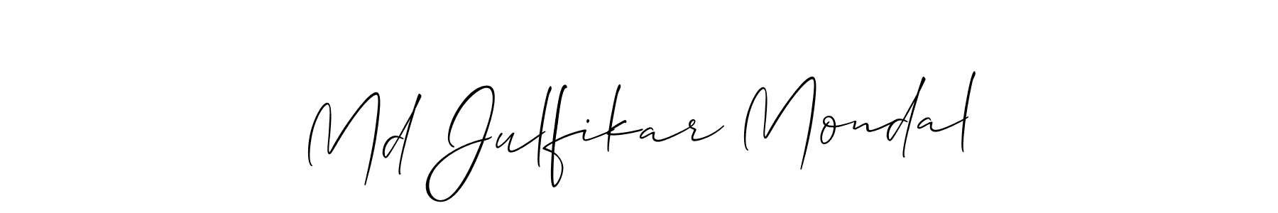 Allison_Script is a professional signature style that is perfect for those who want to add a touch of class to their signature. It is also a great choice for those who want to make their signature more unique. Get Md Julfikar Mondal name to fancy signature for free. Md Julfikar Mondal signature style 2 images and pictures png