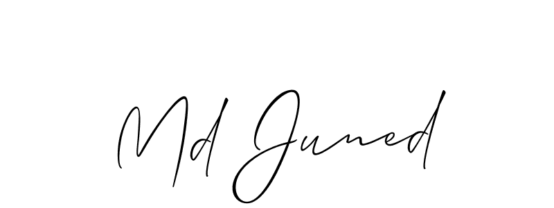 Make a beautiful signature design for name Md Juned. With this signature (Allison_Script) style, you can create a handwritten signature for free. Md Juned signature style 2 images and pictures png