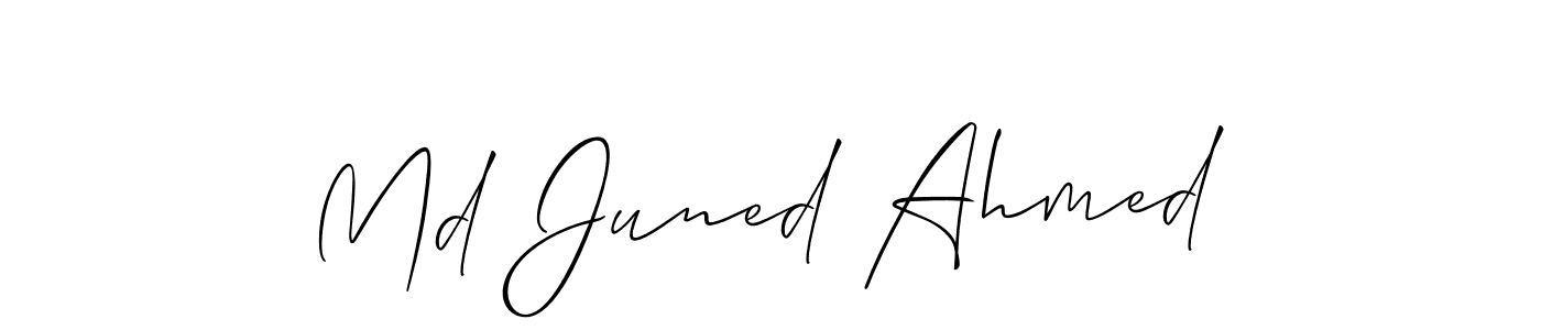 How to make Md Juned Ahmed name signature. Use Allison_Script style for creating short signs online. This is the latest handwritten sign. Md Juned Ahmed signature style 2 images and pictures png