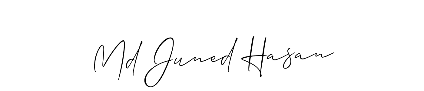 Use a signature maker to create a handwritten signature online. With this signature software, you can design (Allison_Script) your own signature for name Md Juned Hasan. Md Juned Hasan signature style 2 images and pictures png