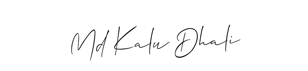 The best way (Allison_Script) to make a short signature is to pick only two or three words in your name. The name Md Kalu Dhali include a total of six letters. For converting this name. Md Kalu Dhali signature style 2 images and pictures png
