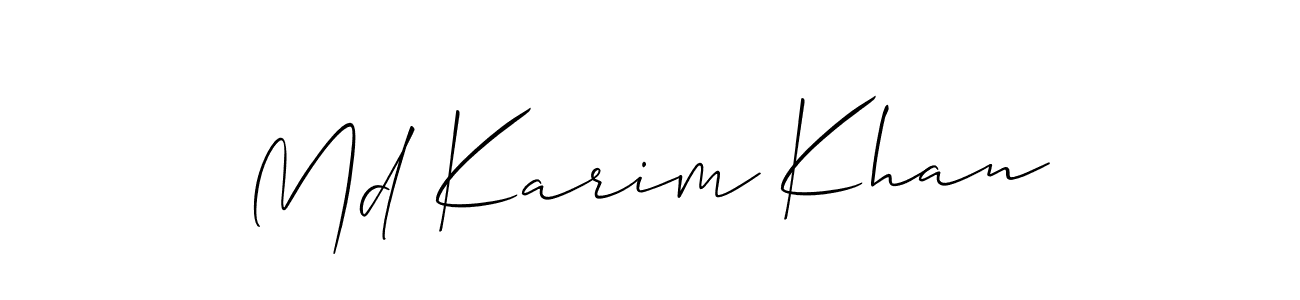 Create a beautiful signature design for name Md Karim Khan. With this signature (Allison_Script) fonts, you can make a handwritten signature for free. Md Karim Khan signature style 2 images and pictures png