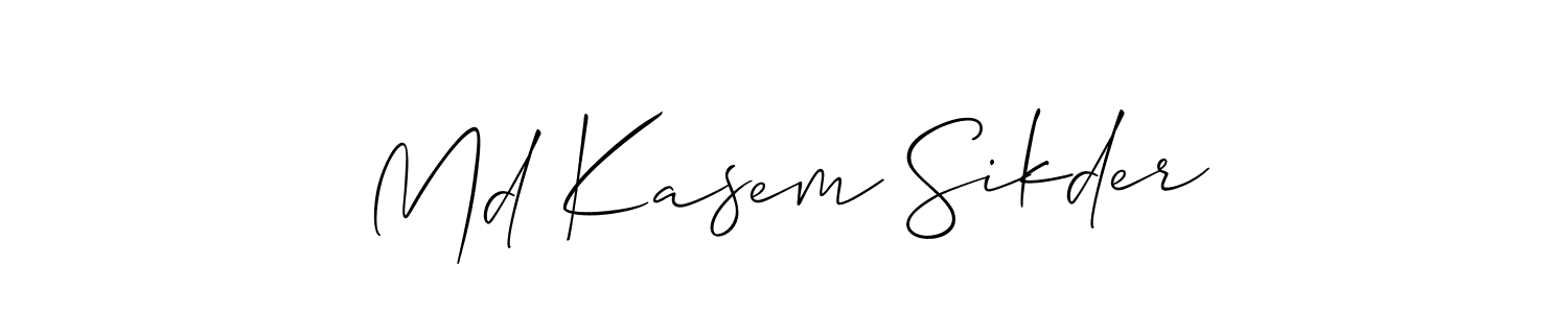 Allison_Script is a professional signature style that is perfect for those who want to add a touch of class to their signature. It is also a great choice for those who want to make their signature more unique. Get Md Kasem Sikder name to fancy signature for free. Md Kasem Sikder signature style 2 images and pictures png