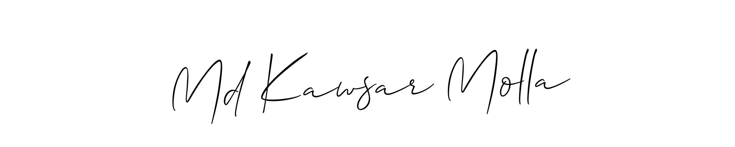 Allison_Script is a professional signature style that is perfect for those who want to add a touch of class to their signature. It is also a great choice for those who want to make their signature more unique. Get Md Kawsar Molla name to fancy signature for free. Md Kawsar Molla signature style 2 images and pictures png