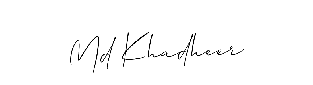 Make a short Md Khadheer signature style. Manage your documents anywhere anytime using Allison_Script. Create and add eSignatures, submit forms, share and send files easily. Md Khadheer signature style 2 images and pictures png