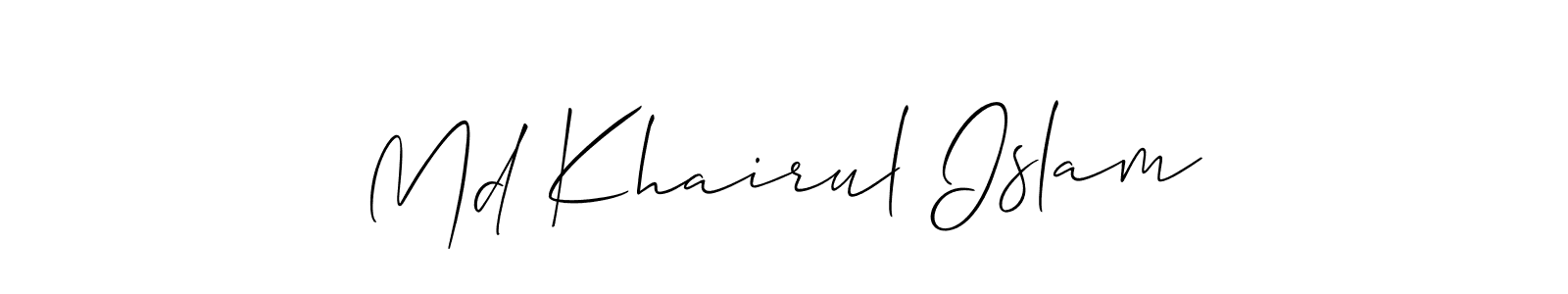 Make a short Md Khairul Islam signature style. Manage your documents anywhere anytime using Allison_Script. Create and add eSignatures, submit forms, share and send files easily. Md Khairul Islam signature style 2 images and pictures png