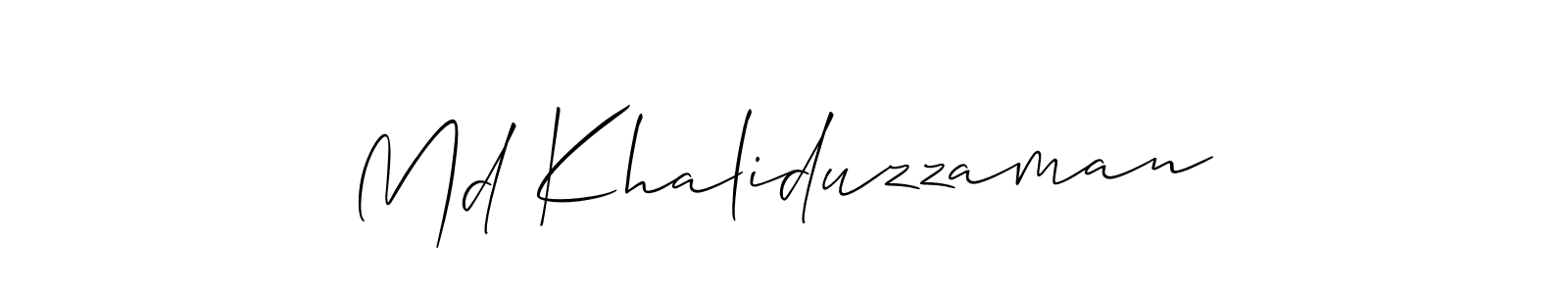 Also we have Md Khaliduzzaman name is the best signature style. Create professional handwritten signature collection using Allison_Script autograph style. Md Khaliduzzaman signature style 2 images and pictures png