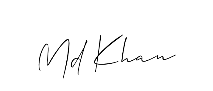 Use a signature maker to create a handwritten signature online. With this signature software, you can design (Allison_Script) your own signature for name Md Khan. Md Khan signature style 2 images and pictures png