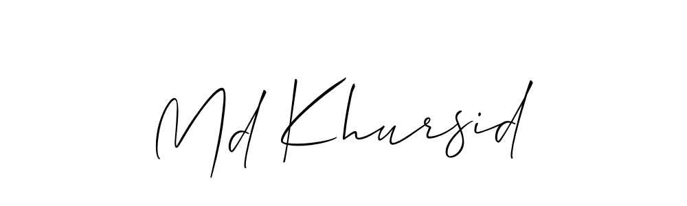 The best way (Allison_Script) to make a short signature is to pick only two or three words in your name. The name Md Khursid include a total of six letters. For converting this name. Md Khursid signature style 2 images and pictures png