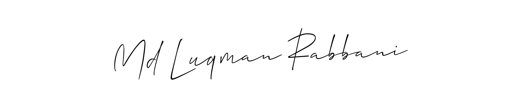 Use a signature maker to create a handwritten signature online. With this signature software, you can design (Allison_Script) your own signature for name Md Luqman Rabbani. Md Luqman Rabbani signature style 2 images and pictures png