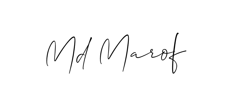 Allison_Script is a professional signature style that is perfect for those who want to add a touch of class to their signature. It is also a great choice for those who want to make their signature more unique. Get Md Marof name to fancy signature for free. Md Marof signature style 2 images and pictures png