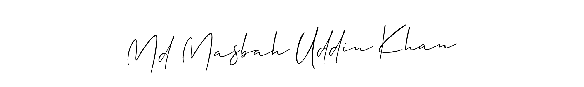 The best way (Allison_Script) to make a short signature is to pick only two or three words in your name. The name Md Masbah Uddin Khan include a total of six letters. For converting this name. Md Masbah Uddin Khan signature style 2 images and pictures png