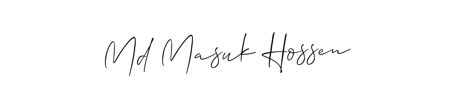 Make a short Md Masuk Hossen signature style. Manage your documents anywhere anytime using Allison_Script. Create and add eSignatures, submit forms, share and send files easily. Md Masuk Hossen signature style 2 images and pictures png