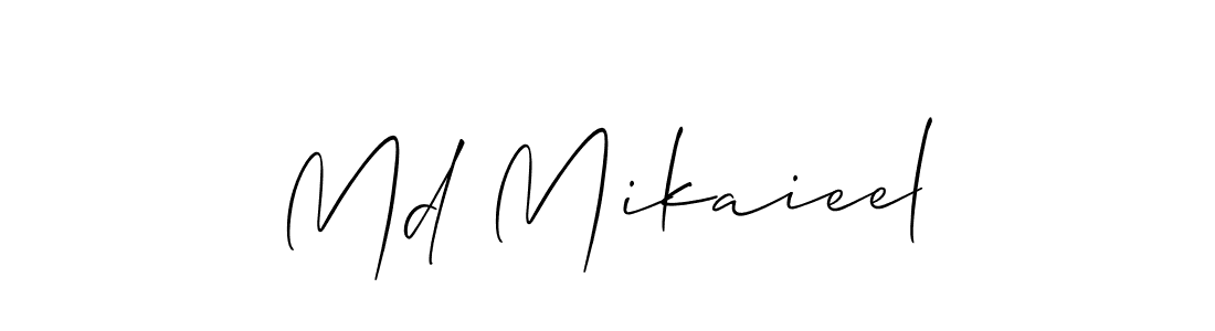 Also You can easily find your signature by using the search form. We will create Md Mikaieel name handwritten signature images for you free of cost using Allison_Script sign style. Md Mikaieel signature style 2 images and pictures png