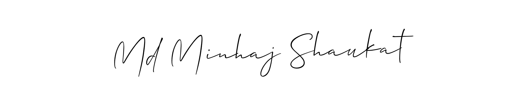 This is the best signature style for the Md Minhaj Shaukat name. Also you like these signature font (Allison_Script). Mix name signature. Md Minhaj Shaukat signature style 2 images and pictures png