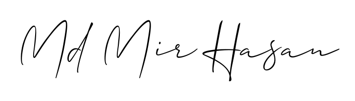 Designed for modern professionals: Md Mir Hasan name signature crafted with Allison_Script script. Ready for digital PDF workflows. Md Mir Hasan signature style 2 images and pictures png
