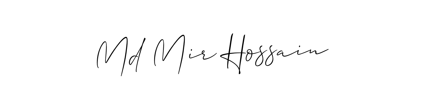 The best way (Allison_Script) to make a short signature is to pick only two or three words in your name. The name Md Mir Hossain include a total of six letters. For converting this name. Md Mir Hossain signature style 2 images and pictures png