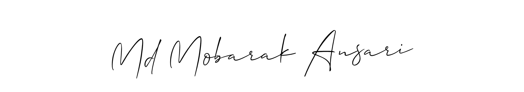 The best way (Allison_Script) to make a short signature is to pick only two or three words in your name. The name Md Mobarak Ansari include a total of six letters. For converting this name. Md Mobarak Ansari signature style 2 images and pictures png