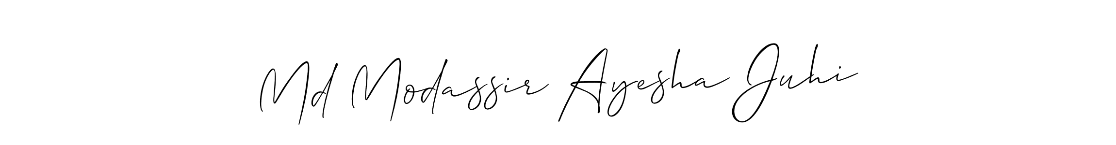 How to make Md Modassir Ayesha Juhi name signature. Use Allison_Script style for creating short signs online. This is the latest handwritten sign. Md Modassir Ayesha Juhi signature style 2 images and pictures png