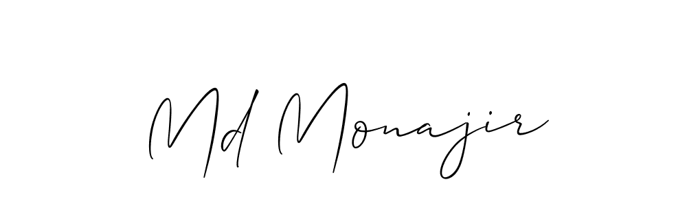 The best way (Allison_Script) to make a short signature is to pick only two or three words in your name. The name Md Monajir include a total of six letters. For converting this name. Md Monajir signature style 2 images and pictures png