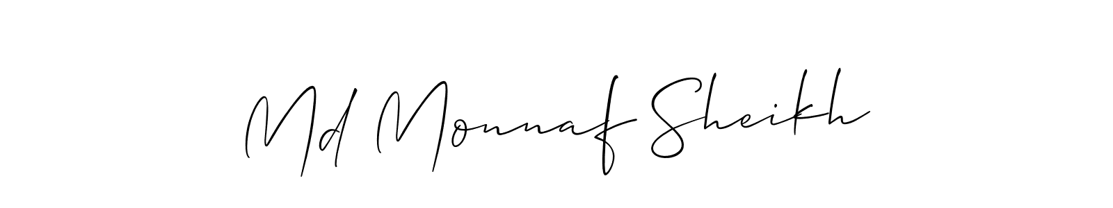 The best way (Allison_Script) to make a short signature is to pick only two or three words in your name. The name Md Monnaf Sheikh include a total of six letters. For converting this name. Md Monnaf Sheikh signature style 2 images and pictures png