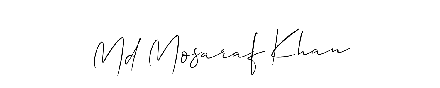 Use a signature maker to create a handwritten signature online. With this signature software, you can design (Allison_Script) your own signature for name Md Mosaraf Khan. Md Mosaraf Khan signature style 2 images and pictures png