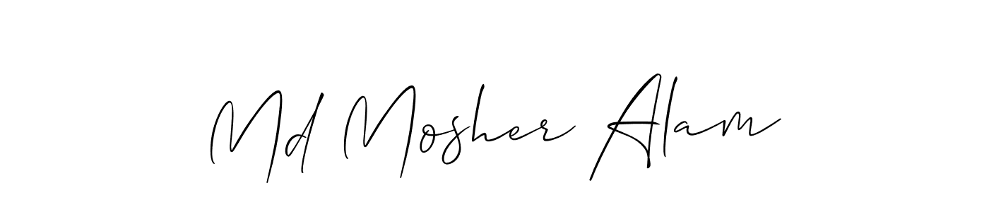This is the best signature style for the Md Mosher Alam name. Also you like these signature font (Allison_Script). Mix name signature. Md Mosher Alam signature style 2 images and pictures png