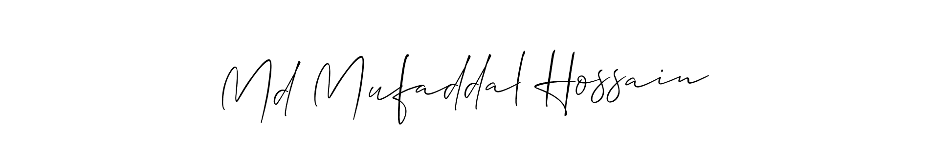 How to make Md Mufaddal Hossain name signature. Use Allison_Script style for creating short signs online. This is the latest handwritten sign. Md Mufaddal Hossain signature style 2 images and pictures png