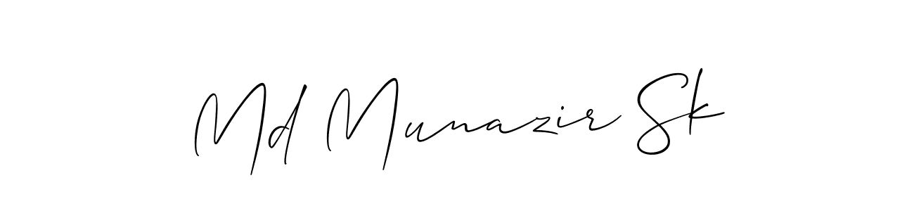 Also You can easily find your signature by using the search form. We will create Md Munazir Sk name handwritten signature images for you free of cost using Allison_Script sign style. Md Munazir Sk signature style 2 images and pictures png