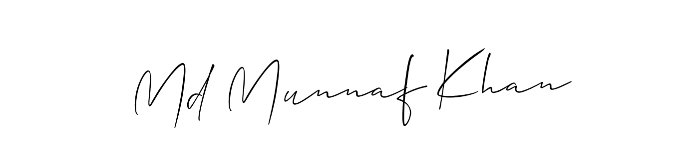 How to make Md Munnaf Khan name signature. Use Allison_Script style for creating short signs online. This is the latest handwritten sign. Md Munnaf Khan signature style 2 images and pictures png