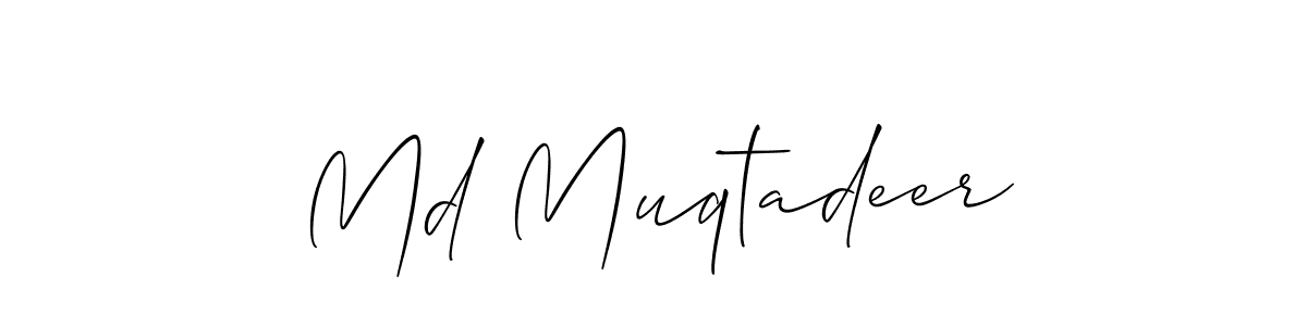 It looks lik you need a new signature style for name Md Muqtadeer. Design unique handwritten (Allison_Script) signature with our free signature maker in just a few clicks. Md Muqtadeer signature style 2 images and pictures png